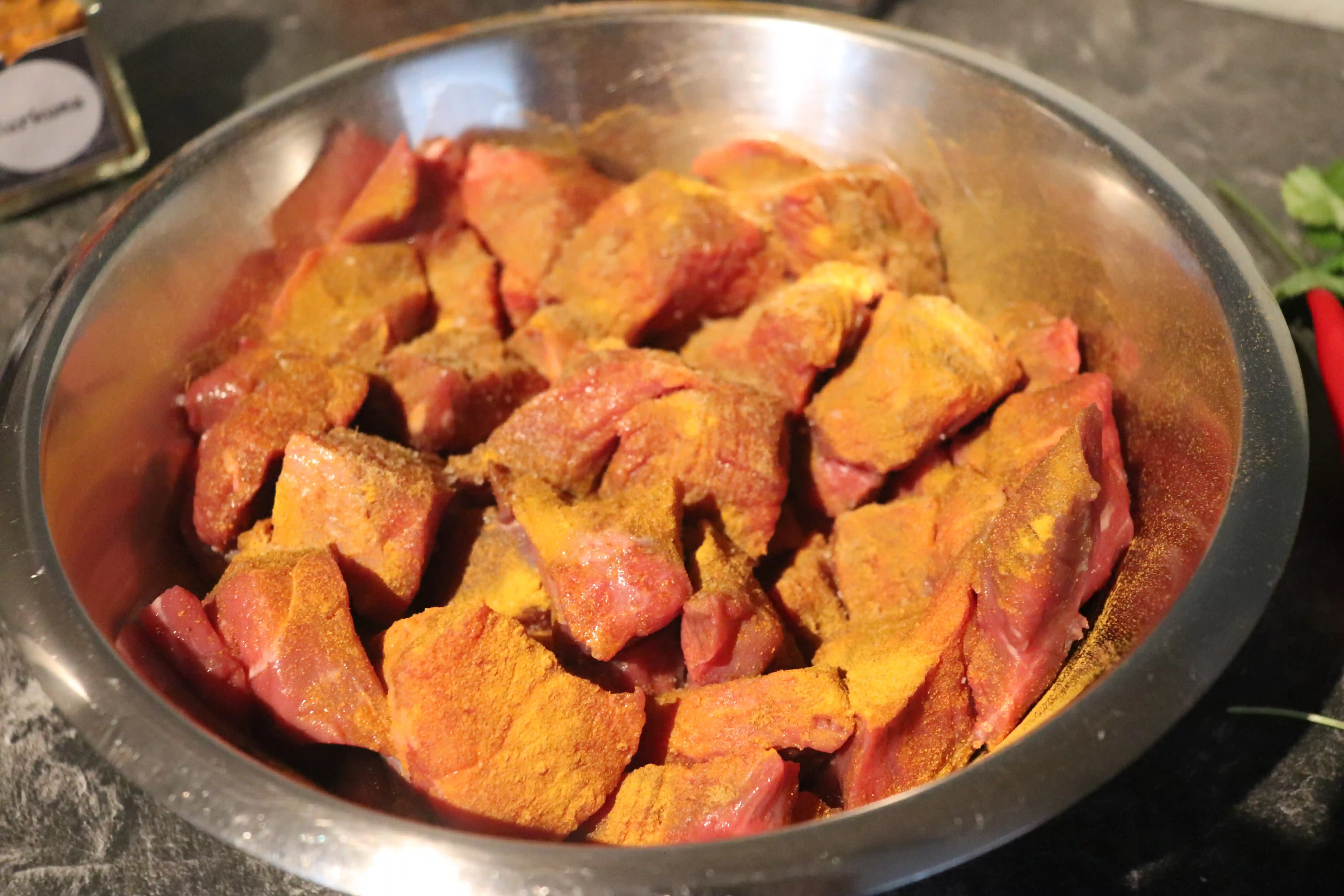 Step 01 -Nordafrikanische Rindlfeisch Tajine im Backofen mit Süßkartoffel